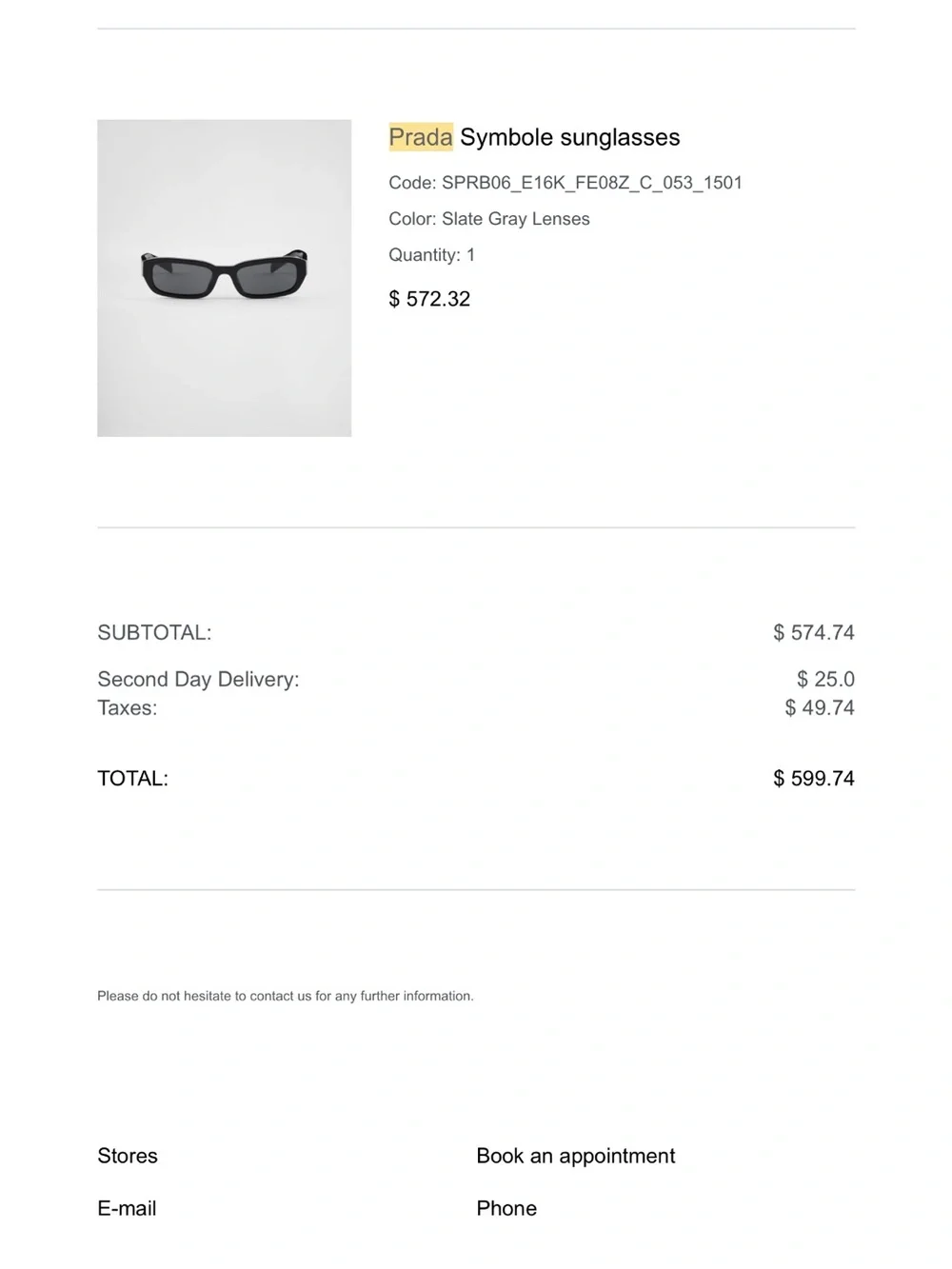 Prada Black Gloss Logo Sunglasses Temple Arm